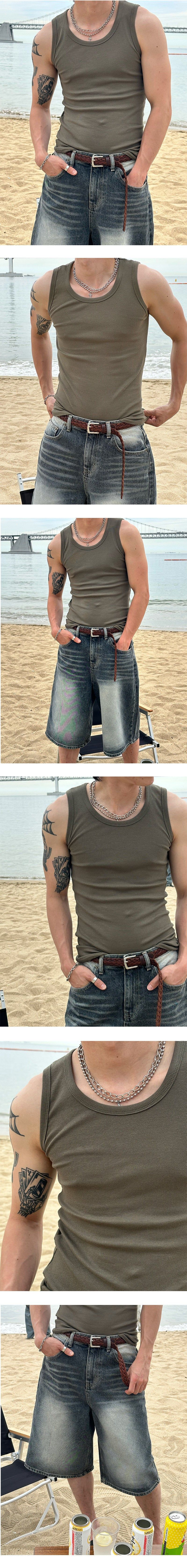 [MUSCLE FIT] Golgi basic fitting sleeveless