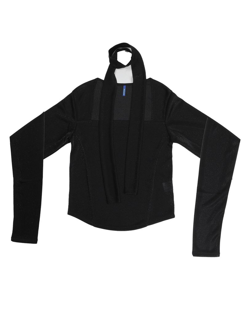 METAL SQUARE NECK scarf T (BK)