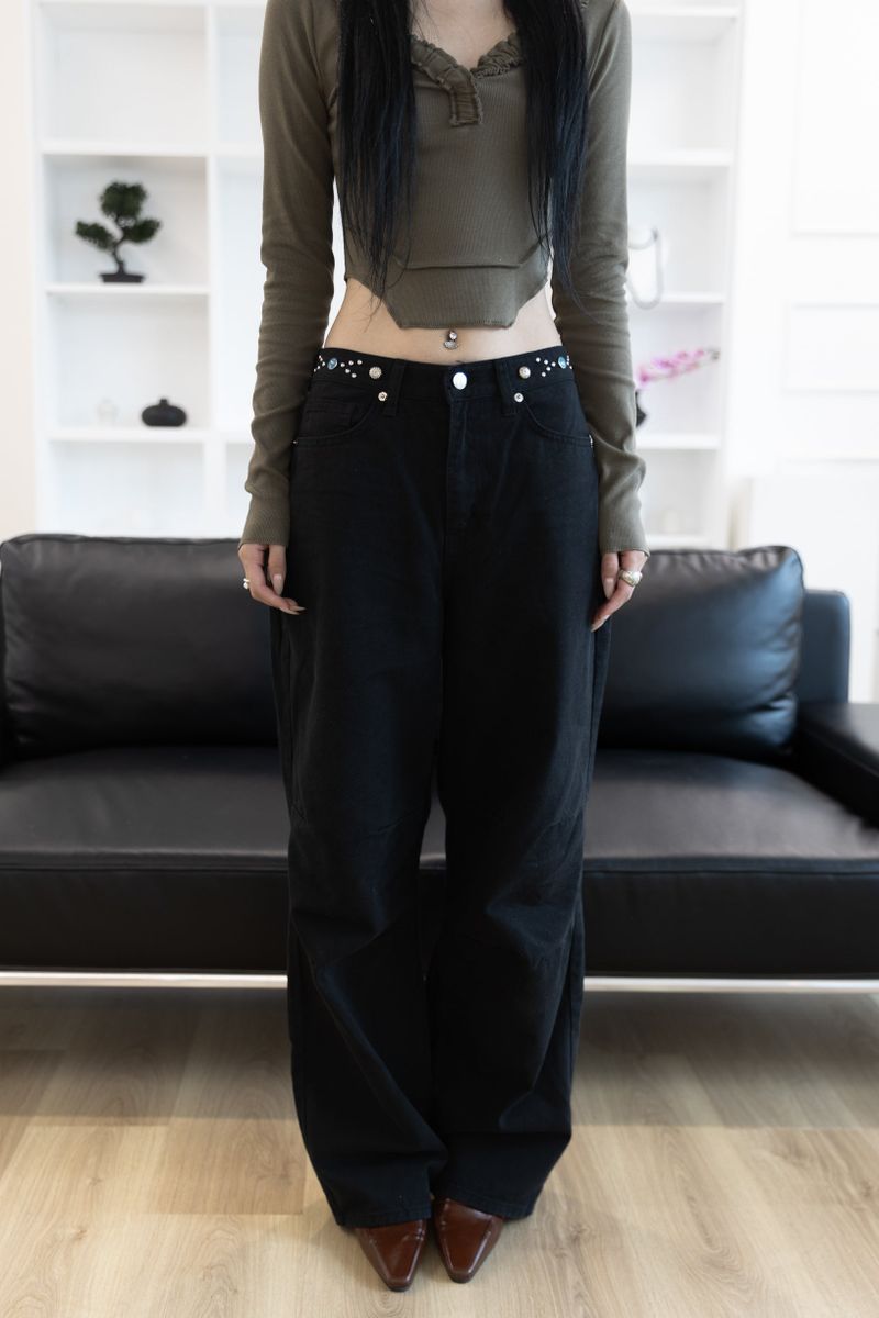 [Sepia] Stud cotton pants