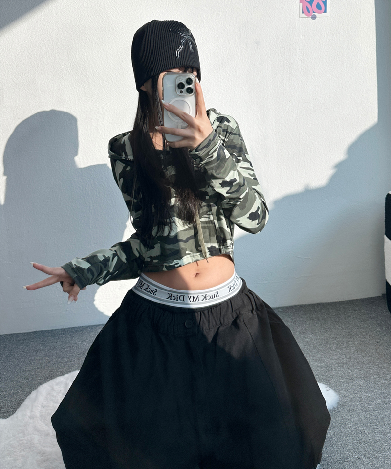 CROP MILITARY HOODIE💚🖤
