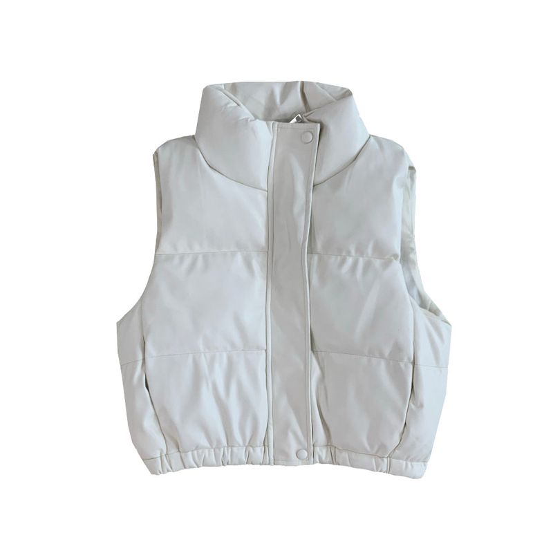 Leather crop string padding vest