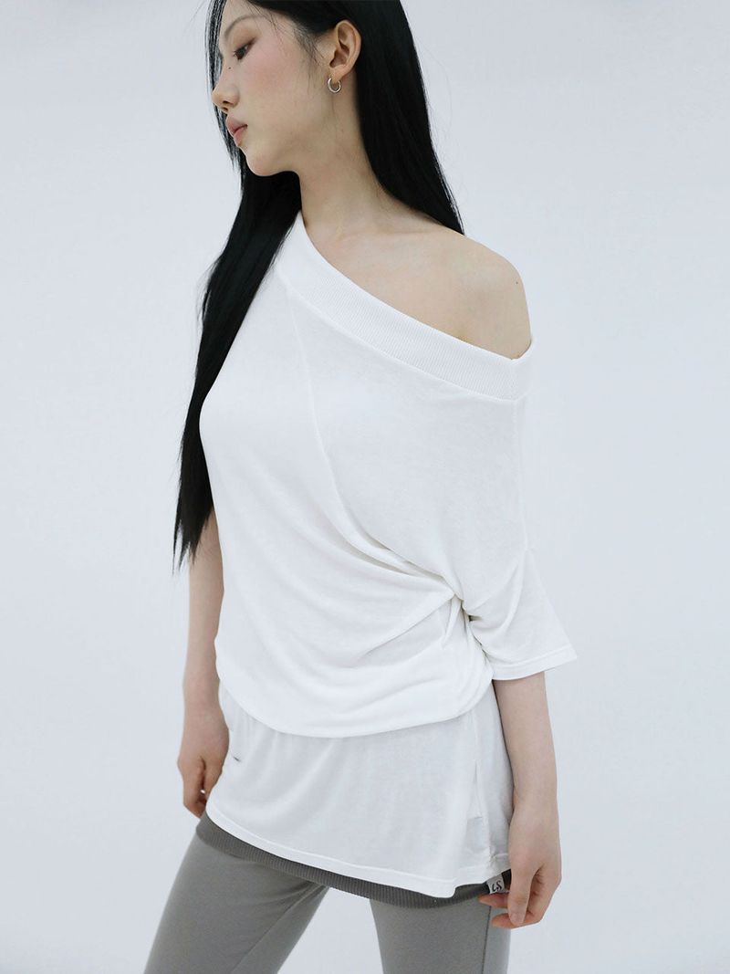 DRAPE BAND OFF SHOULDER TOP(IVORY)