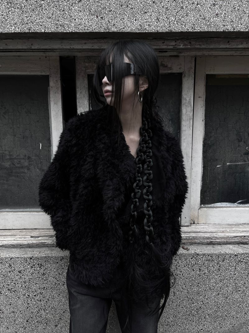 noir chic teddy fur jacket