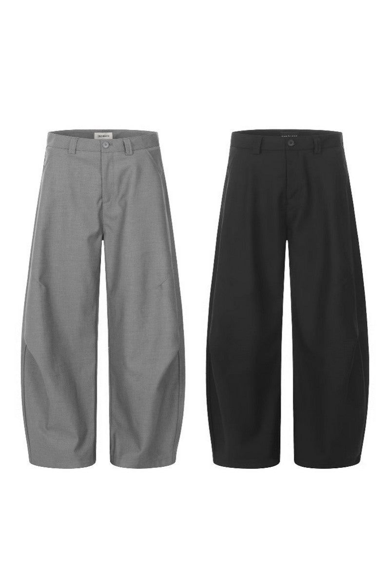 Pleated Curved Leg Trousers