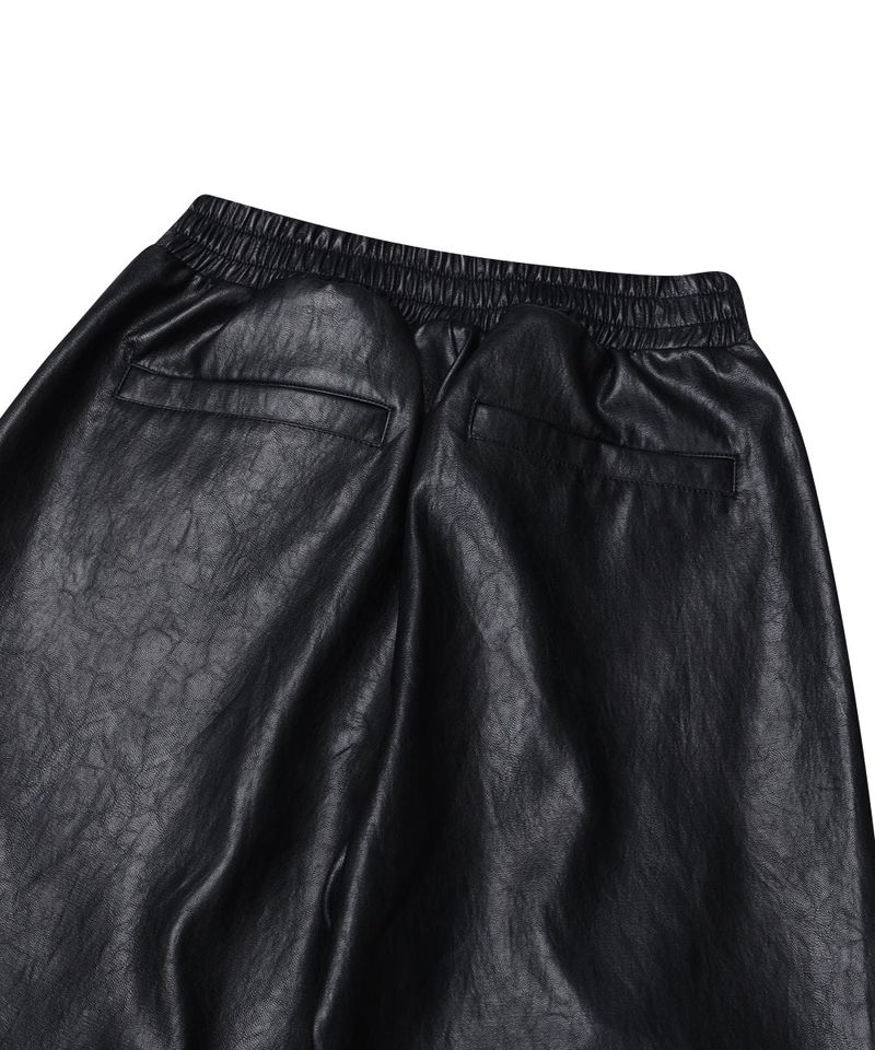 FAUX LEATHER WIDE PANTS_BLACK
