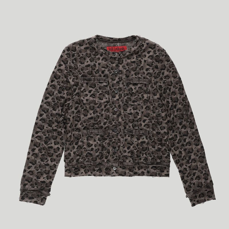 DISTRESSED LEOPARD CARDIGAN