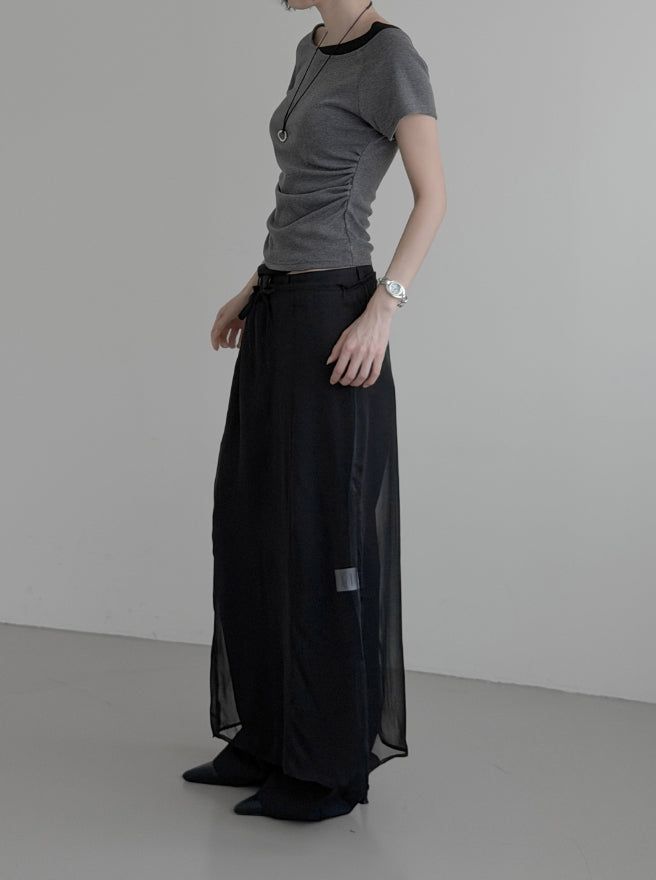 Sheer See-through Layered Long Skirt