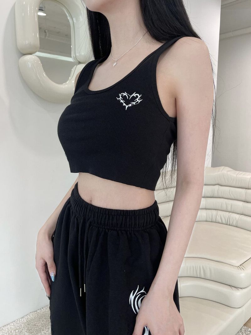 845. Heart crop sleeveless (2color)
