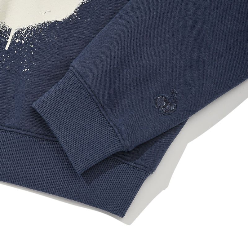 MELTING CHERRY PRINTED CROP SWEATSHIRT [NAVY]