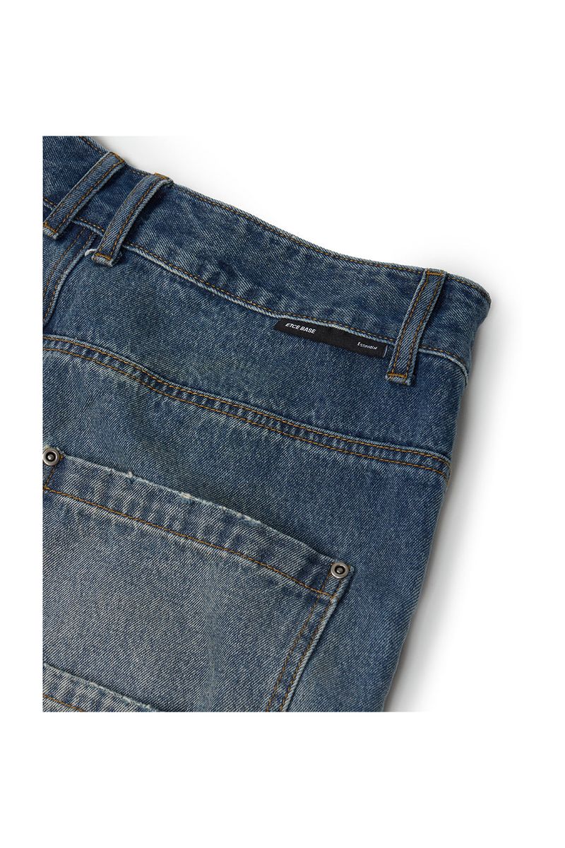 (BASE) TUCK DENIM PANTS (BLUE)