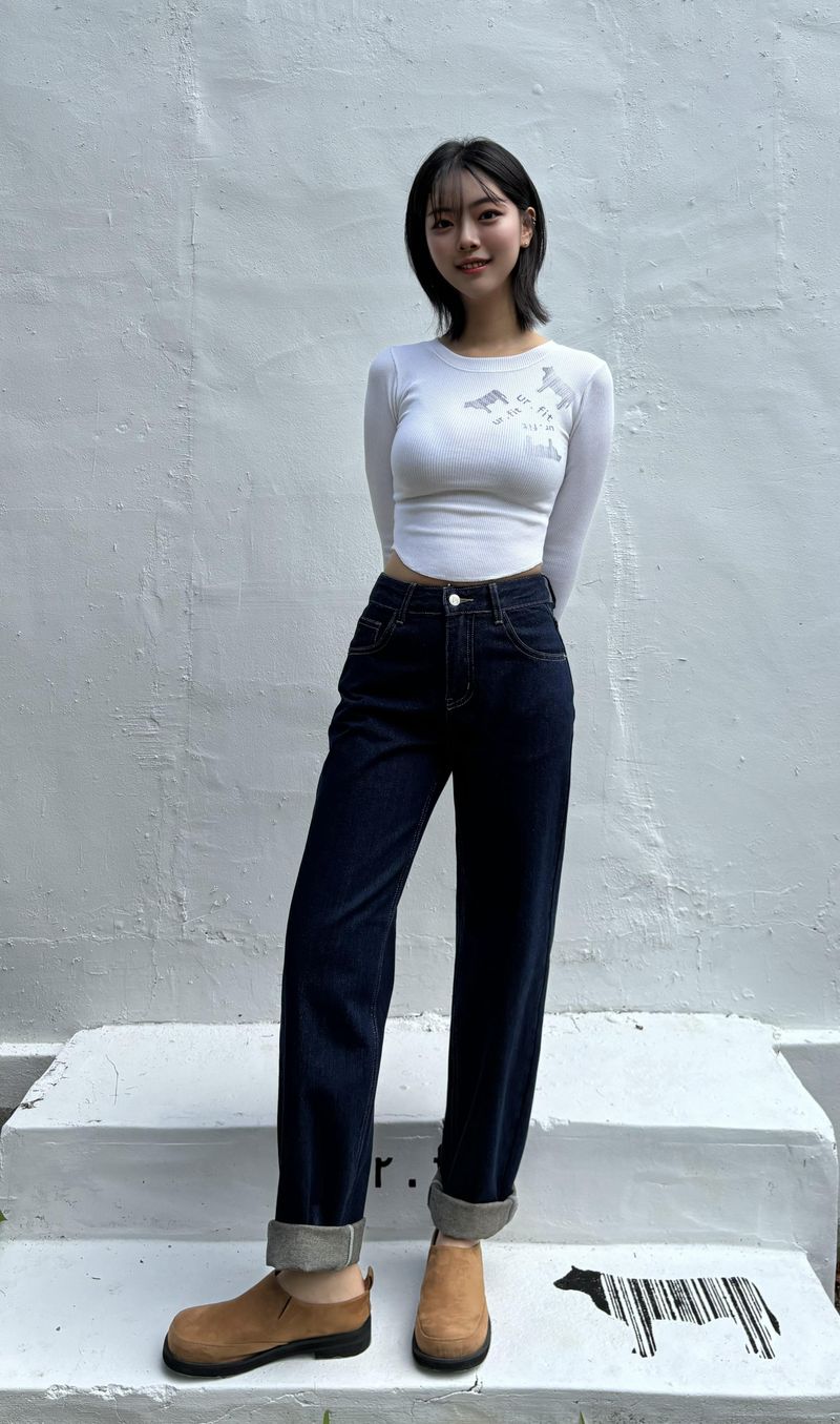 DARK BLUE STANDARD FIT DENIM PANTS code 23003