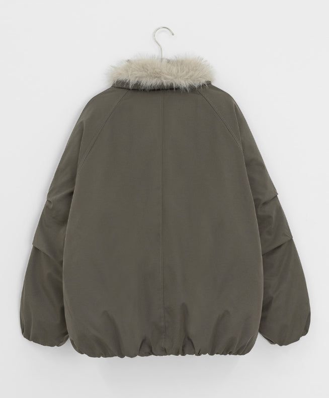 Viewpass High Neck Fur Bomber Jacket