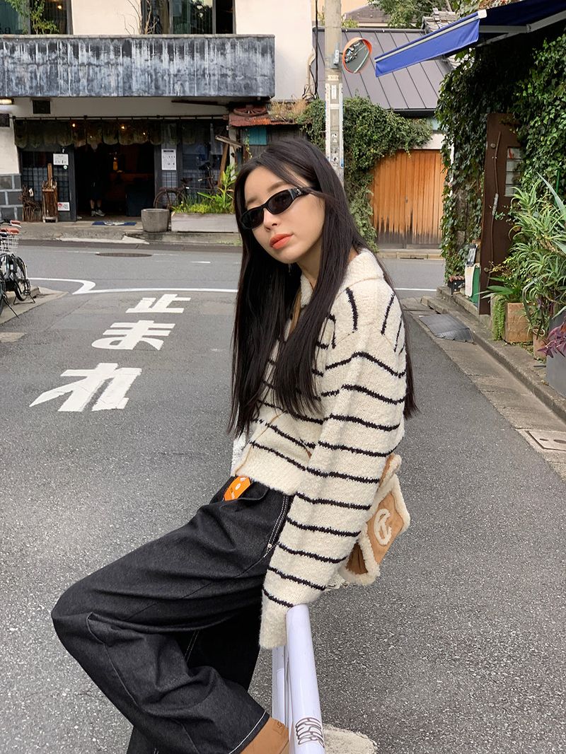 Clang wool striped cardigan
