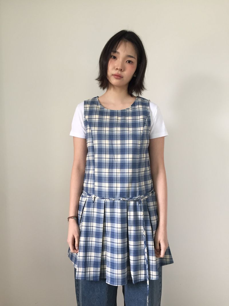 Low Check Pleated Dress (2color)