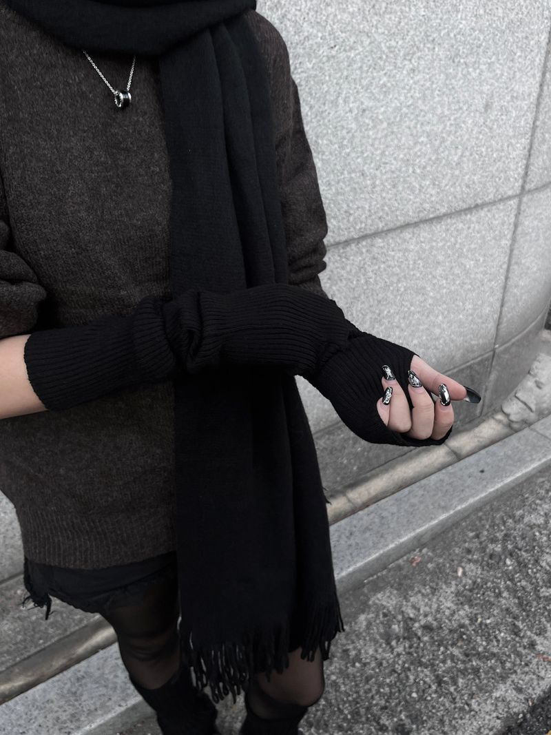 basic ribbed hand warmer (2color)