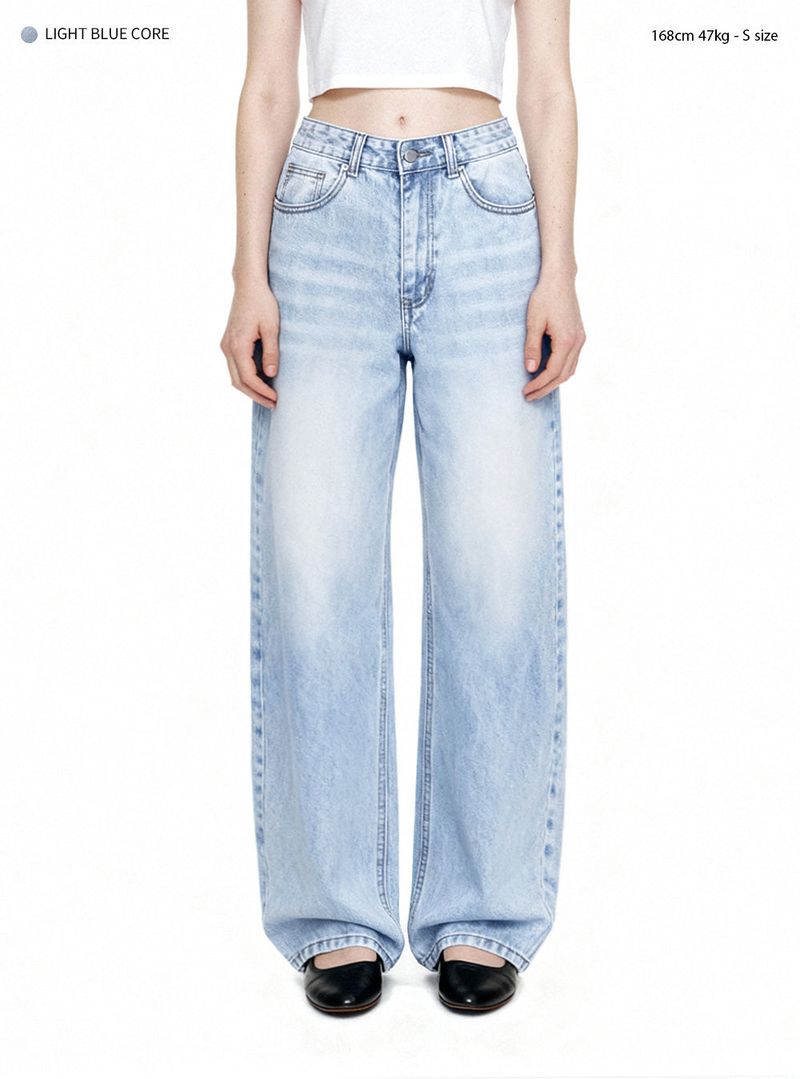 [Unisex] BTB : WAVE WAVE WASHING JEANS [LIGHT BLUE CORE]