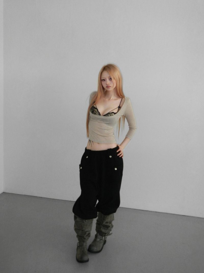 THEAIRTOWN（ザエアータウン）の「baby square 7-sleeve top （Tops）」