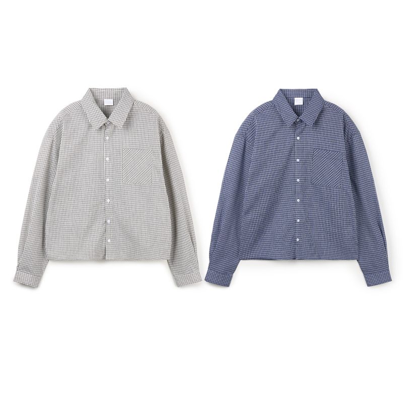 Cropped check shirt 2COLOR