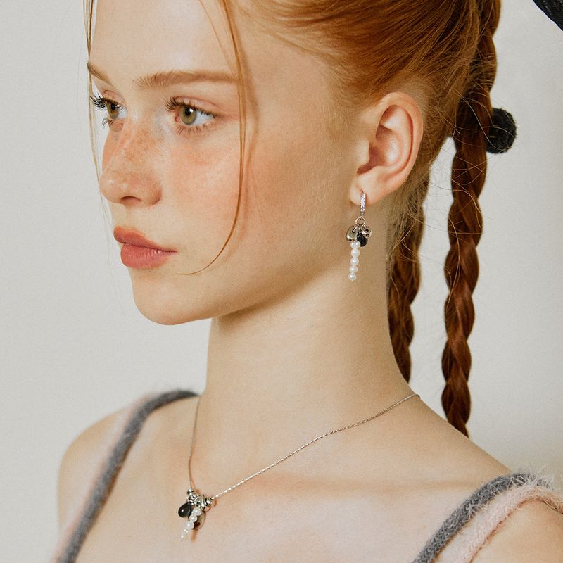 Waterdrop Pearl Logo Surgical Earrings