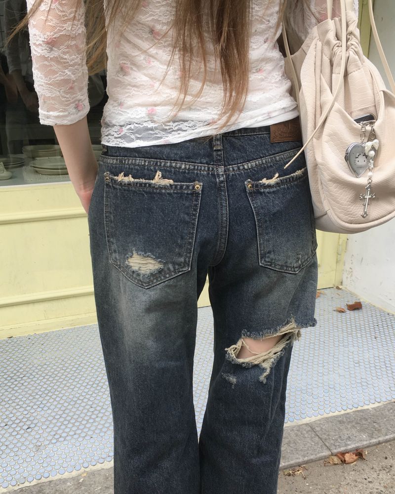 ボーイ バック ダメージ デニム パンツ