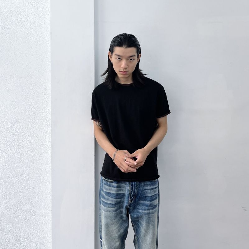 Black Brown Contrast Tee