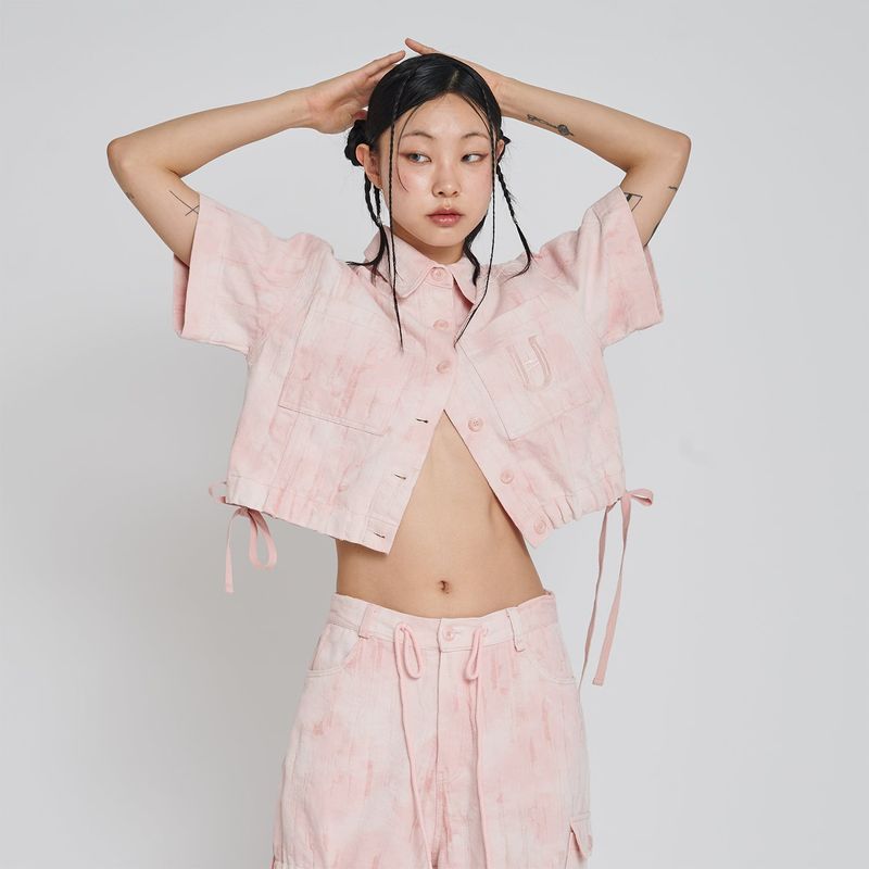 UNUSUALNORMAL（アンユージュアルノーマル）の「PIO JACQUARD CROP JACKET_PINK（Jackets/Outerwear）」