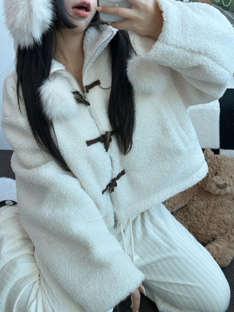 TEDDY CURLY🤎CUTIE PETIT ZIP UP 🤎🧸🐏3COLOR