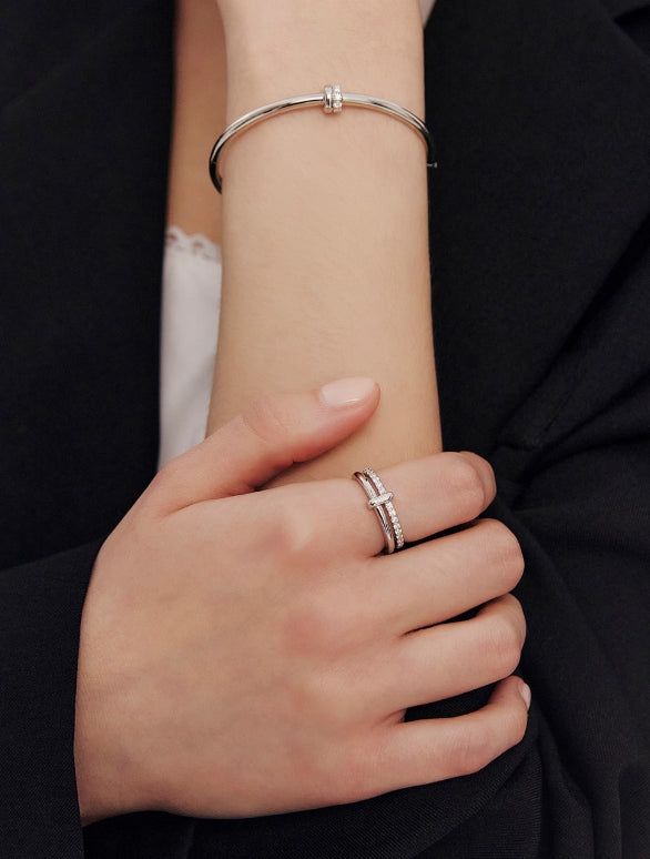 26SS★ [Premium Plating] H-Link AB(W) Duo Line Pave Ring