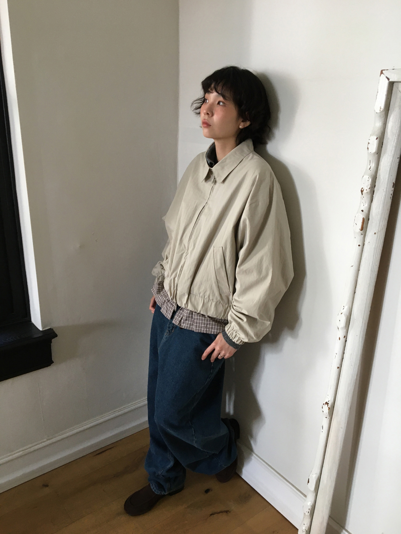 Petit check frill blouson (2color)