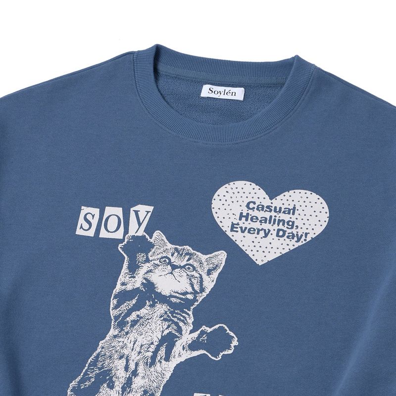 HEART CAT SWEATSHIRTS (BLUE)