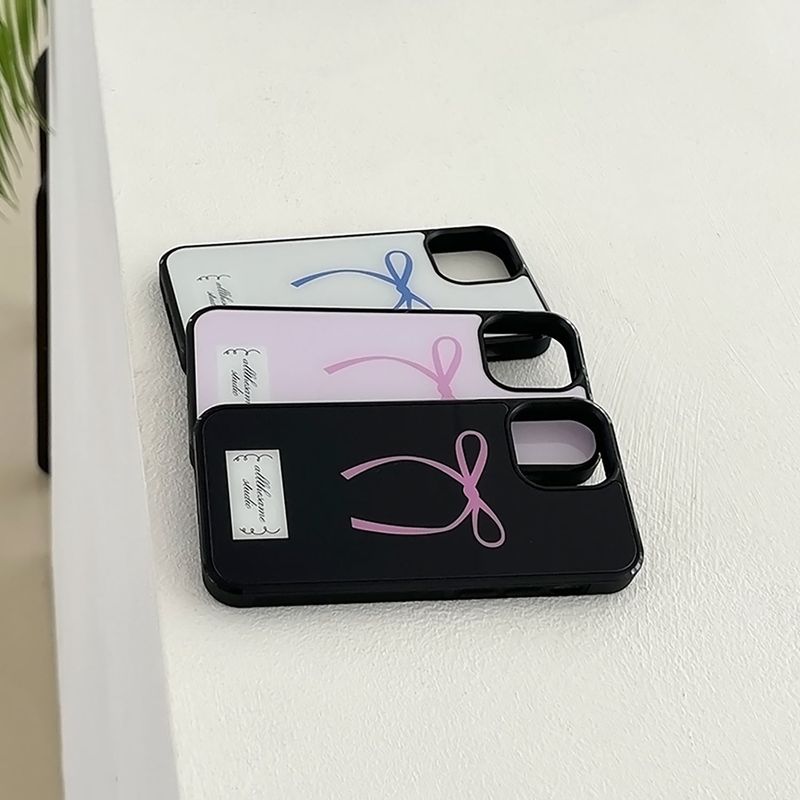 ribbon glossy glass bumper case (blue)