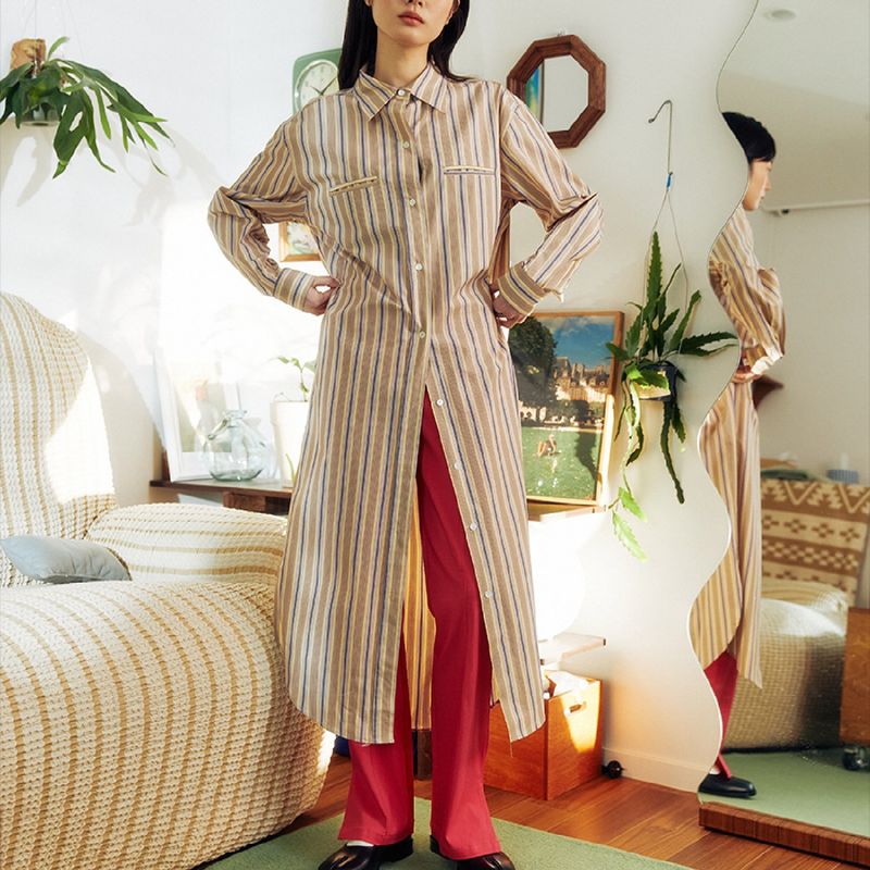 KOOKEESEE(クキシ)の「ダブルリップシャツワンピース (Stripe)(ワンピース/ドレス)」