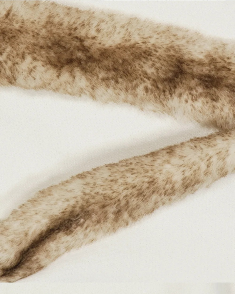 Fur Trim Jersey Zip-up / Ivory
