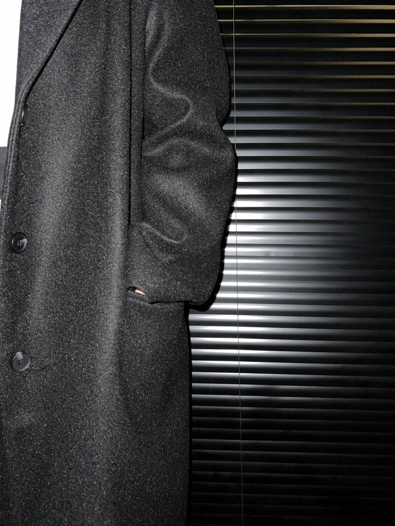 [UNISEX] Wool back button maxi long coat (Black)