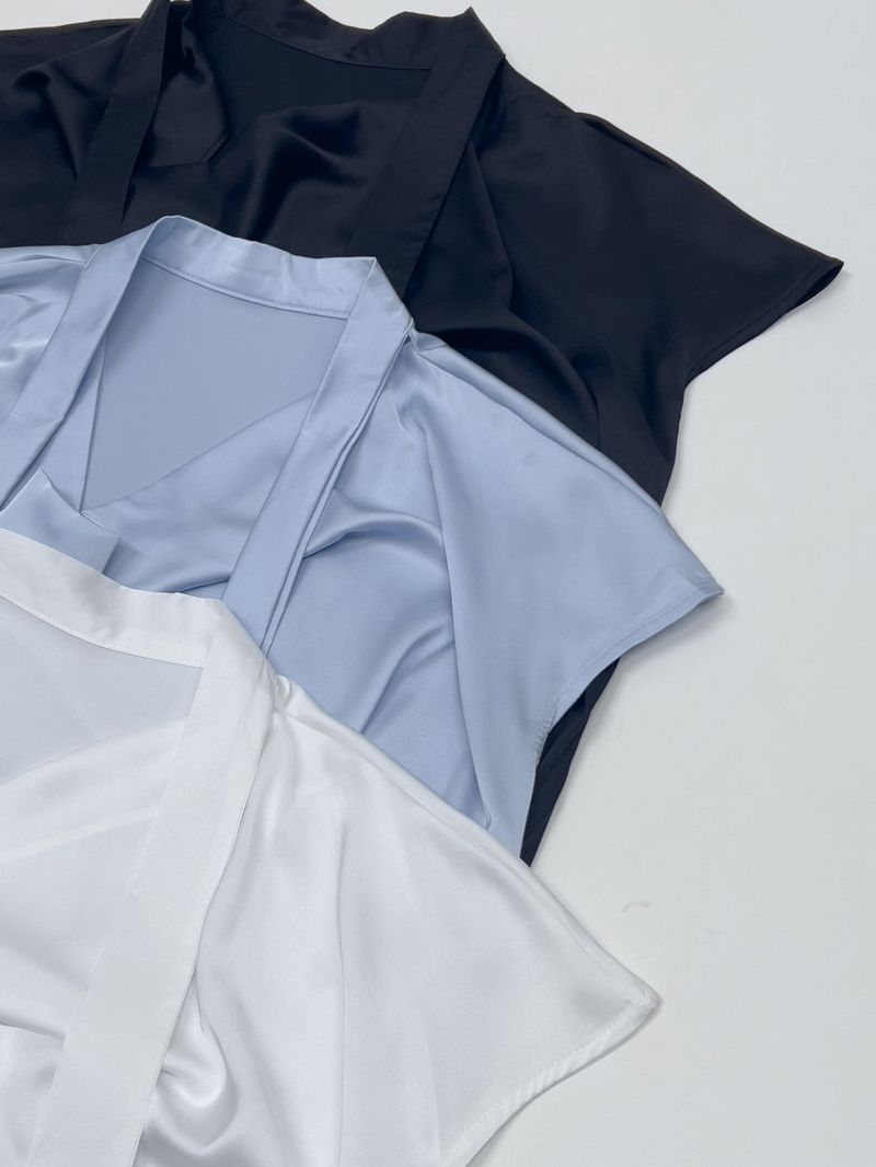 [Short Sleeve Ver.] Scott Drape Tie Blouse