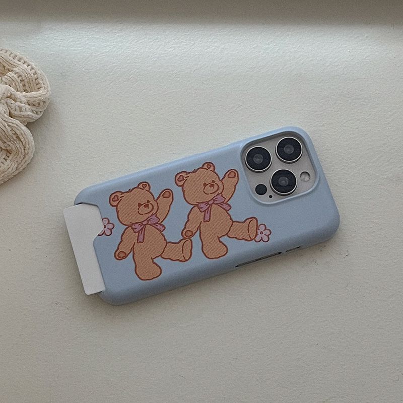 [Mademoment] bear embroidery design iphone card case
