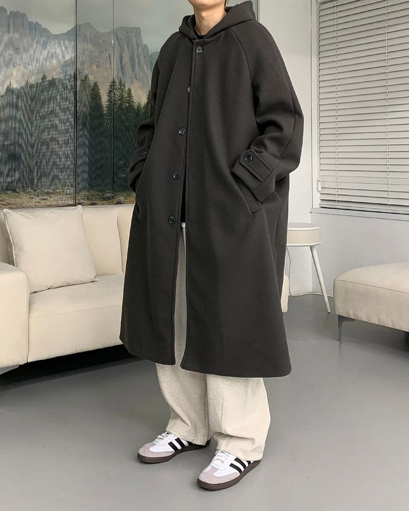 AZ Long Wool Hooded Coat (3 colors)