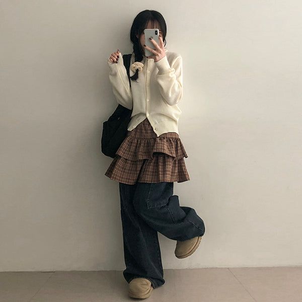 Jewel round knit cardigan