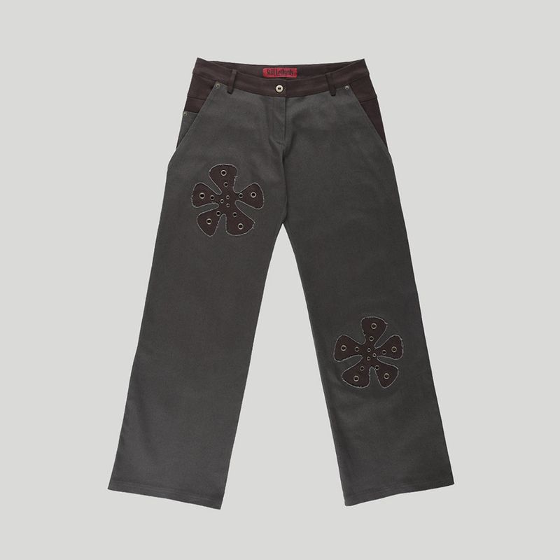 TWO-TONE FLOWER STRAIGHT JEAN