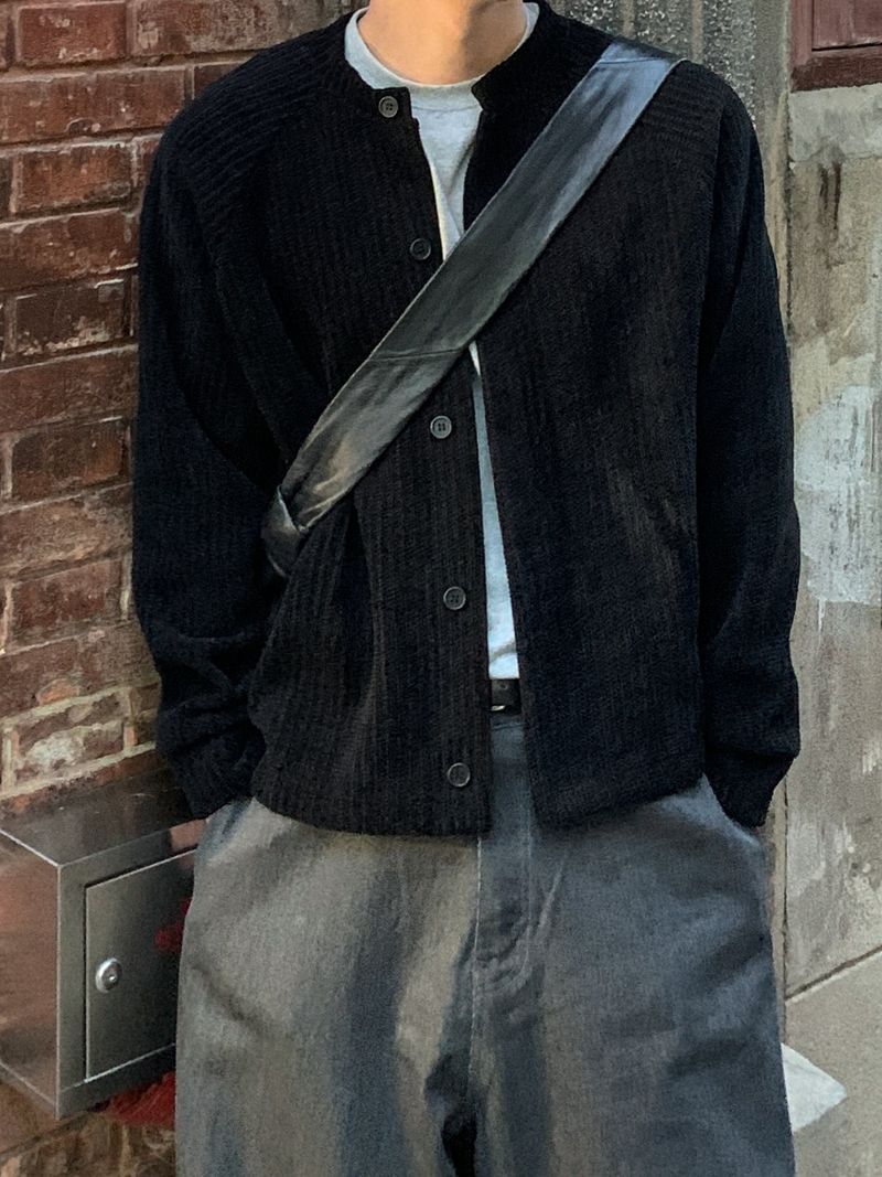 Corduroy crop knit cardigan