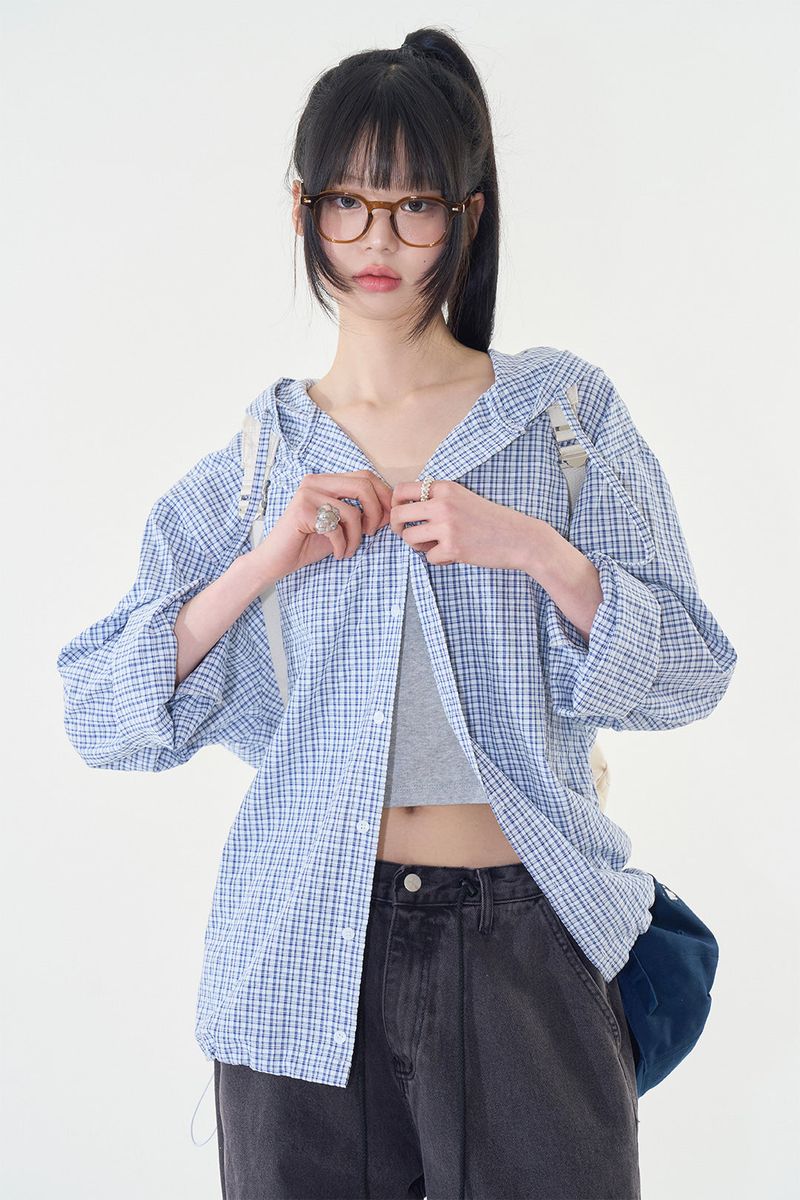Raucohouse（ラウコハウス）の「Zeckon check hooded shirt（Tops）」