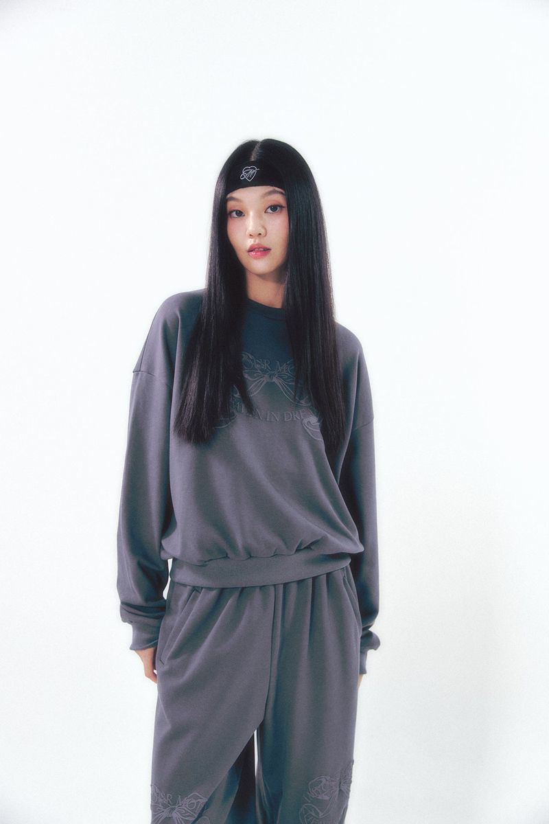 Knee Point Ribbon Jogger Pants Charcoal