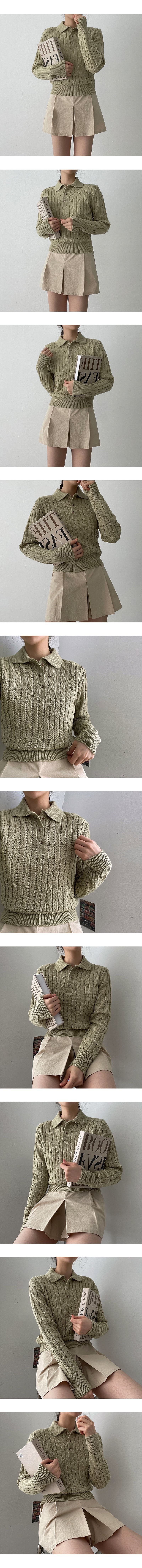 Miles Twisted Bread Button Collar Knit