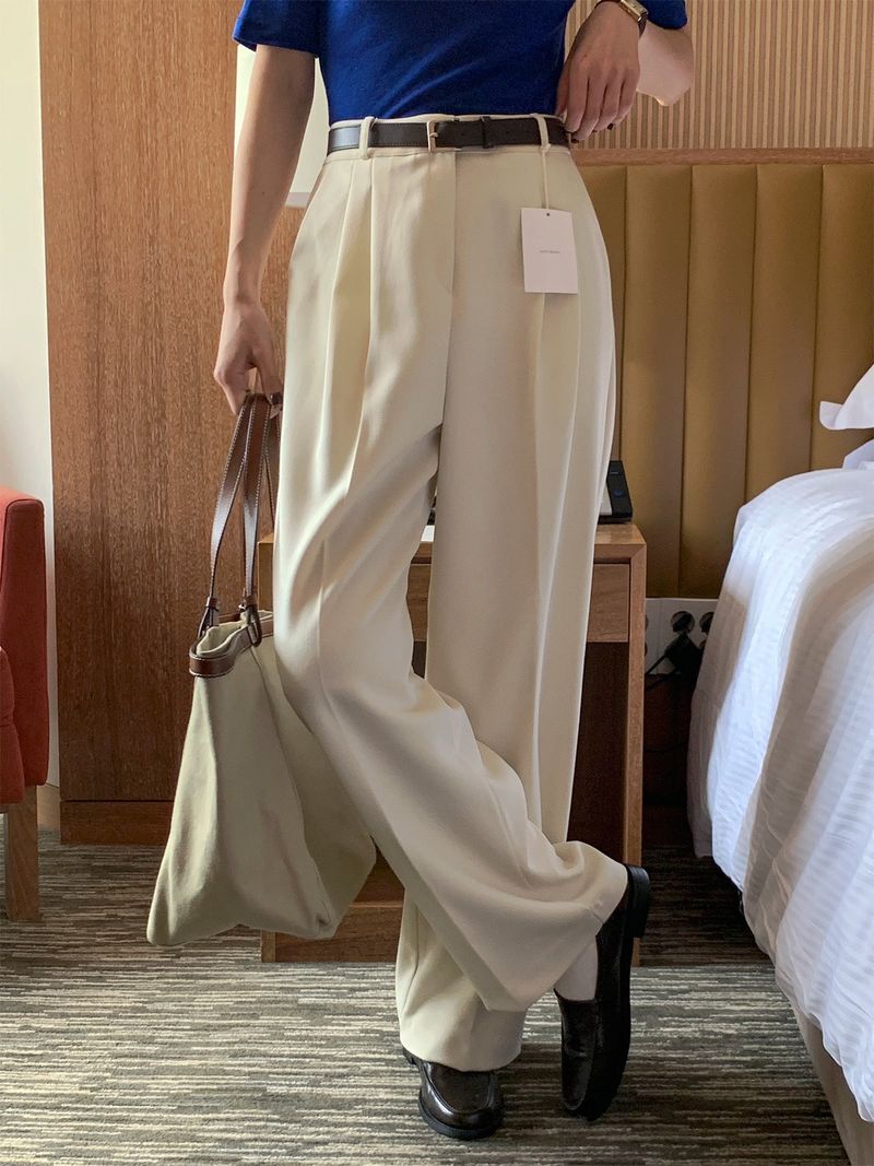 luch wool pintuck wide slacks