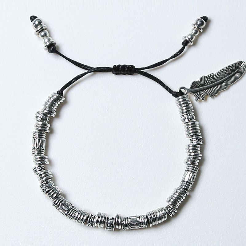 feather & antique silver beads bracelet