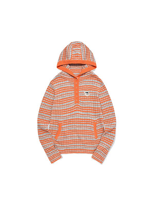 KIRSH（キルシー）の「WITTY BUNNY STRIPE KNIT HOODIE [ORANGE]（Tops）」