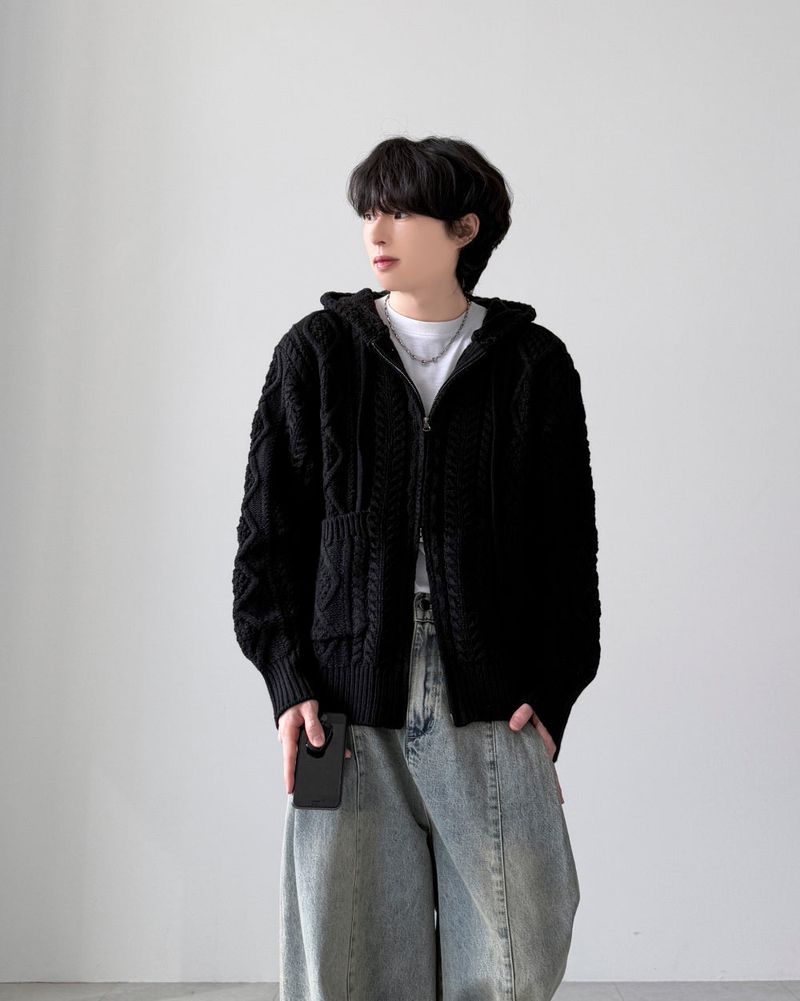 Dine Cable Knit Zip-Up