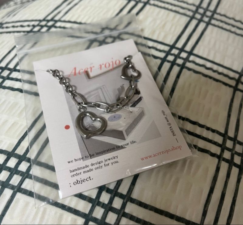 cuh Twin Heart Bold Chain Choker Long Necklace