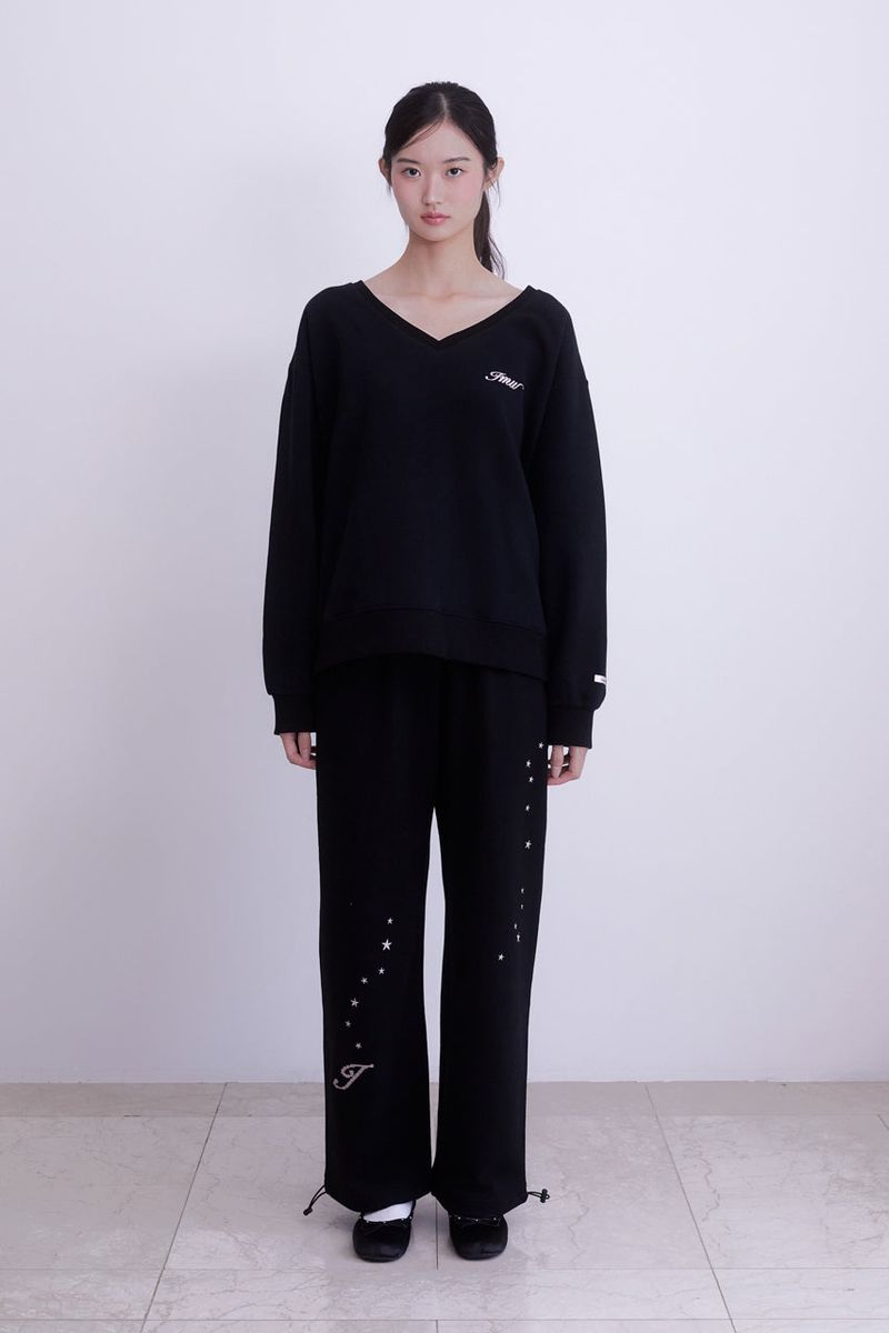 star embroidered two-way sweatpants (BLACK)
