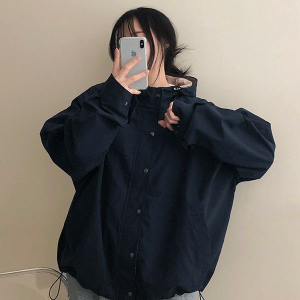 Hate Boxy String Color Hooded Jumper